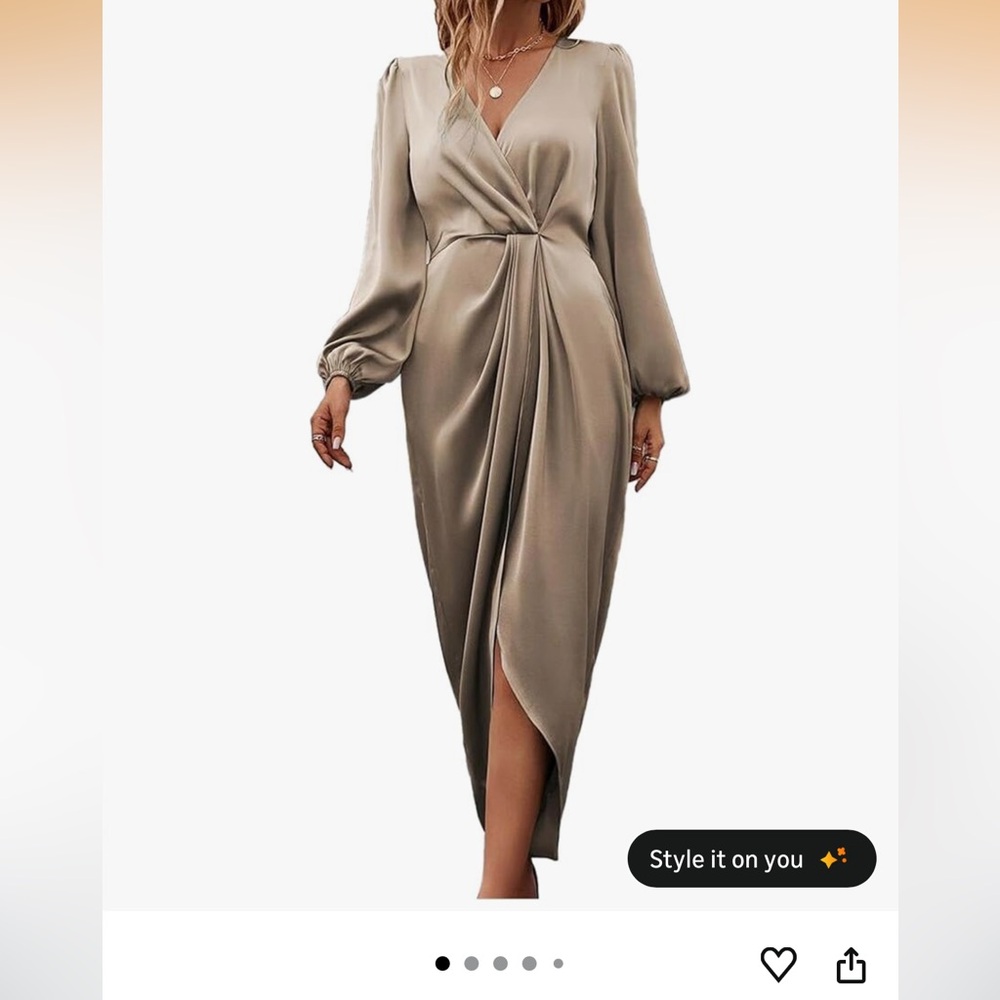 Faux Wrap Satin Dress. Size Large